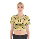 Seamless Pattern Of Sunglasses Tropical Leaves And Flowers Cotton Crop Top