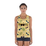 Seamless Pattern Of Sunglasses Tropical Leaves And Flowers Sport Tank Top 