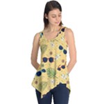 Seamless Pattern Of Sunglasses Tropical Leaves And Flowers Sleeveless Tunic