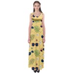 Seamless Pattern Of Sunglasses Tropical Leaves And Flowers Empire Waist Maxi Dress