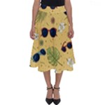 Seamless Pattern Of Sunglasses Tropical Leaves And Flowers Perfect Length Midi Skirt