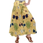 Seamless Pattern Of Sunglasses Tropical Leaves And Flowers Women s Satin Palazzo Pants