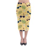 Seamless Pattern Of Sunglasses Tropical Leaves And Flowers Midi Pencil Skirt