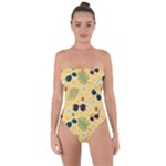 Seamless Pattern Of Sunglasses Tropical Leaves And Flowers Tie Back One Piece Swimsuit
