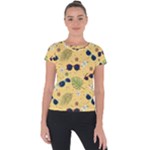 Seamless Pattern Of Sunglasses Tropical Leaves And Flowers Short Sleeve Sports Top 