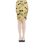 Seamless Pattern Of Sunglasses Tropical Leaves And Flowers Midi Wrap Pencil Skirt