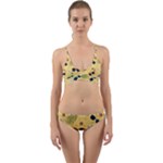 Seamless Pattern Of Sunglasses Tropical Leaves And Flowers Wrap Around Bikini Set