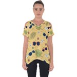 Seamless Pattern Of Sunglasses Tropical Leaves And Flowers Cut Out Side Drop T-Shirt