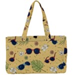Seamless Pattern Of Sunglasses Tropical Leaves And Flowers Canvas Work Bag