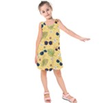 Seamless Pattern Of Sunglasses Tropical Leaves And Flowers Kids  Sleeveless Dress