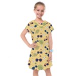 Seamless Pattern Of Sunglasses Tropical Leaves And Flowers Kids  Drop Waist Dress