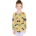 Seamless Pattern Of Sunglasses Tropical Leaves And Flowers Kids  Long Sleeve T-Shirt