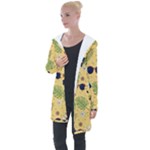 Seamless Pattern Of Sunglasses Tropical Leaves And Flowers Longline Hooded Cardigan