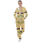 Seamless Pattern Of Sunglasses Tropical Leaves And Flowers Women s Tracksuit