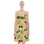 Seamless Pattern Of Sunglasses Tropical Leaves And Flowers Spaghetti Strap Velvet Dress