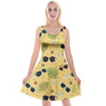 Seamless Pattern Of Sunglasses Tropical Leaves And Flowers Reversible Velvet Sleeveless Dress