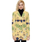 Seamless Pattern Of Sunglasses Tropical Leaves And Flowers Button Up Hooded Coat 