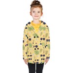 Seamless Pattern Of Sunglasses Tropical Leaves And Flowers Kids  Double Breasted Button Coat