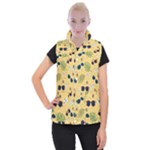 Seamless Pattern Of Sunglasses Tropical Leaves And Flowers Women s Button Up Vest