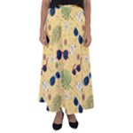 Seamless Pattern Of Sunglasses Tropical Leaves And Flowers Flared Maxi Skirt