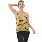 Seamless Pattern Of Sunglasses Tropical Leaves And Flowers Chiffon Cami