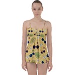 Seamless Pattern Of Sunglasses Tropical Leaves And Flowers Babydoll Tankini Set