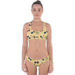 Seamless Pattern Of Sunglasses Tropical Leaves And Flowers Cross Back Hipster Bikini Set