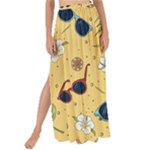 Seamless Pattern Of Sunglasses Tropical Leaves And Flowers Maxi Chiffon Tie-Up Sarong