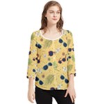 Seamless Pattern Of Sunglasses Tropical Leaves And Flowers Chiffon Quarter Sleeve Blouse