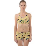 Seamless Pattern Of Sunglasses Tropical Leaves And Flowers Back Web Gym Set
