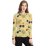 Seamless Pattern Of Sunglasses Tropical Leaves And Flowers Women s Long Sleeve Rash Guard