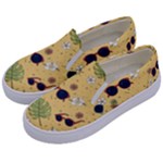 Seamless Pattern Of Sunglasses Tropical Leaves And Flowers Kids  Canvas Slip Ons