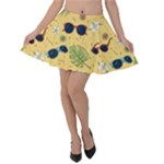 Seamless Pattern Of Sunglasses Tropical Leaves And Flowers Velvet Skater Skirt