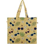 Seamless Pattern Of Sunglasses Tropical Leaves And Flowers Canvas Travel Bag