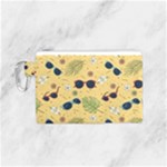 Seamless Pattern Of Sunglasses Tropical Leaves And Flowers Canvas Cosmetic Bag (Small)