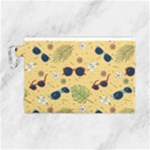 Seamless Pattern Of Sunglasses Tropical Leaves And Flowers Canvas Cosmetic Bag (Large)