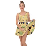 Seamless Pattern Of Sunglasses Tropical Leaves And Flowers Inside Out Casual Dress