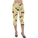Seamless Pattern Of Sunglasses Tropical Leaves And Flowers Lightweight Velour Capri Leggings 