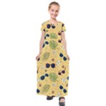 Seamless Pattern Of Sunglasses Tropical Leaves And Flowers Kids  Short Sleeve Maxi Dress