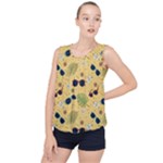 Seamless Pattern Of Sunglasses Tropical Leaves And Flowers Bubble Hem Chiffon Tank Top