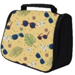 Seamless Pattern Of Sunglasses Tropical Leaves And Flowers Full Print Travel Pouch (Big)