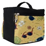 Seamless Pattern Of Sunglasses Tropical Leaves And Flowers Make Up Travel Bag (Small)
