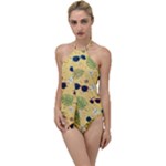 Seamless Pattern Of Sunglasses Tropical Leaves And Flowers Go with the Flow One Piece Swimsuit
