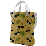 Seamless Pattern Of Sunglasses Tropical Leaves And Flowers Canvas Messenger Bag
