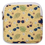 Seamless Pattern Of Sunglasses Tropical Leaves And Flowers Mini Square Pouch