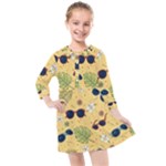 Seamless Pattern Of Sunglasses Tropical Leaves And Flowers Kids  Quarter Sleeve Shirt Dress