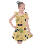 Seamless Pattern Of Sunglasses Tropical Leaves And Flowers Kids  Tie Up Tunic Dress
