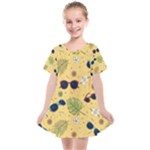 Seamless Pattern Of Sunglasses Tropical Leaves And Flowers Kids  Smock Dress
