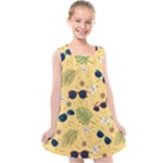 Seamless Pattern Of Sunglasses Tropical Leaves And Flowers Kids  Cross Back Dress