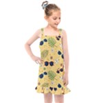 Seamless Pattern Of Sunglasses Tropical Leaves And Flowers Kids  Overall Dress